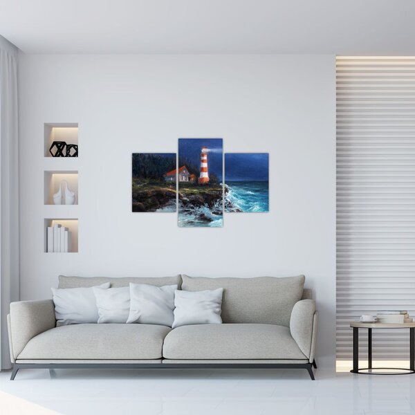 Slika - Svetilnik na obali oceana, akvarel (90x60 cm)