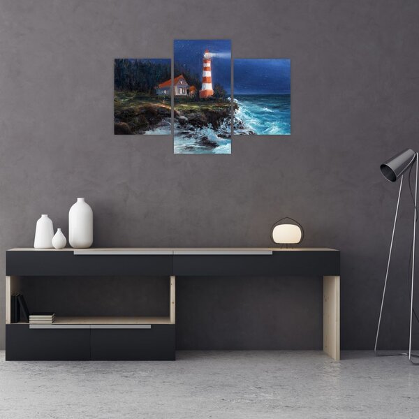 Slika - Svetilnik na obali oceana, akvarel (90x60 cm)