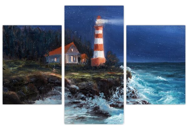 Slika - Svetilnik na obali oceana, akvarel (90x60 cm)
