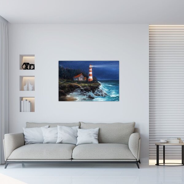 Slika - Svetilnik na obali oceana, akvarel (90x60 cm)