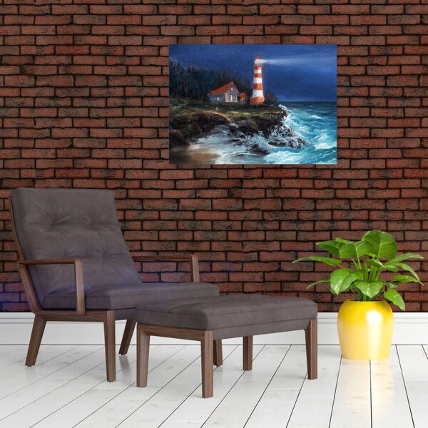 Slika - Svetilnik na obali oceana, akvarel (70x50 cm)
