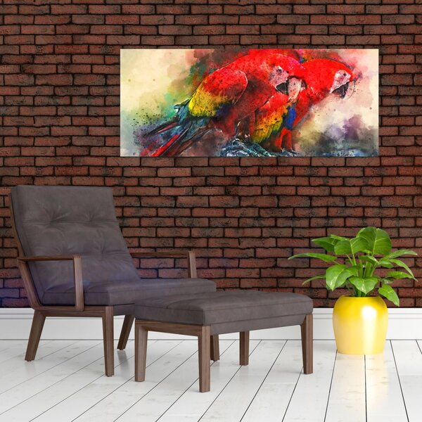 Slika rdeče papige ara (120x50 cm)