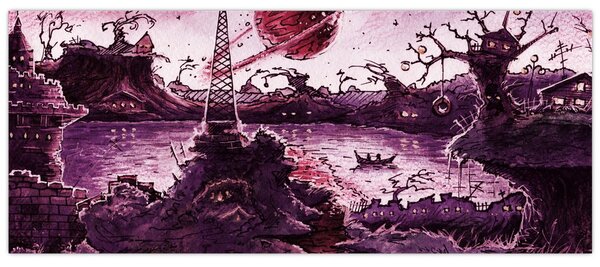 Slika - Začarana vas (120x50 cm)
