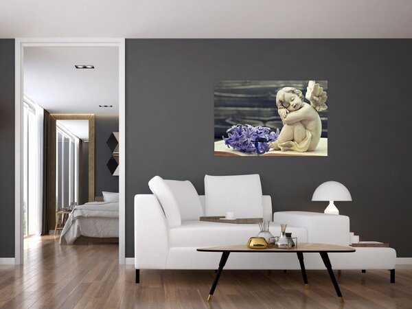 Slika angela z rožo (90x60 cm)