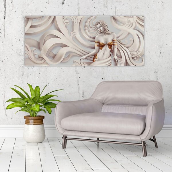Podoba boginje s cvetličnim motivom (120x50 cm)
