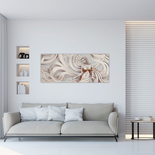 Podoba boginje s cvetličnim motivom (120x50 cm)