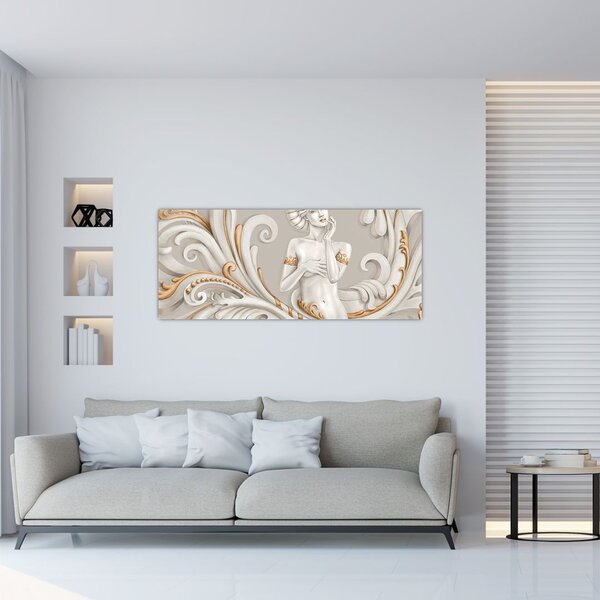 Podoba boginje v okrasnem ozadju (120x50 cm)