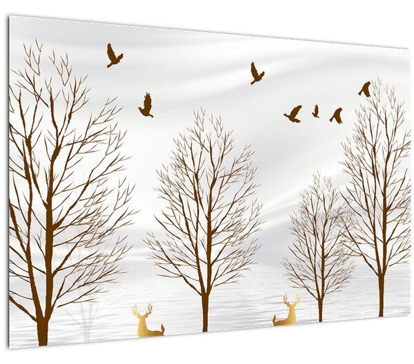 Slika - Jeleni pred reko (90x60 cm)