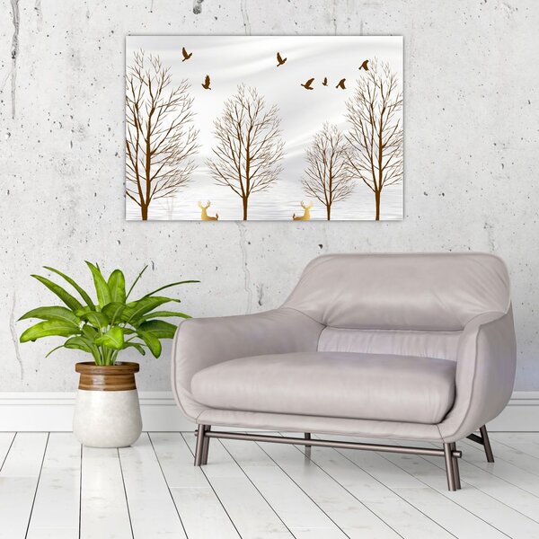 Slika - Jeleni pred reko (90x60 cm)