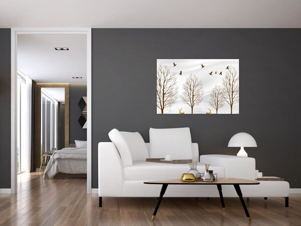 Slika - Jeleni pred reko (90x60 cm)