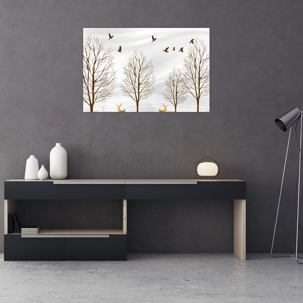 Slika - Jeleni pred reko (90x60 cm)