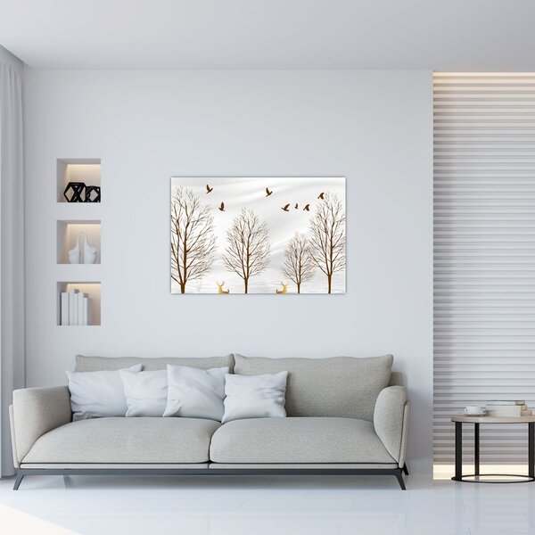 Slika - Jeleni pred reko (90x60 cm)