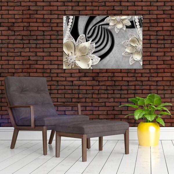 Slika - 3D zlate rože (90x60 cm)