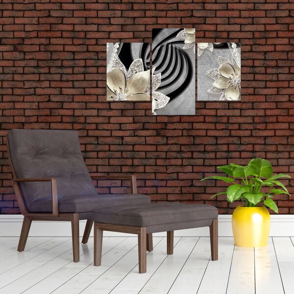 Slika - 3D zlate rože (90x60 cm)
