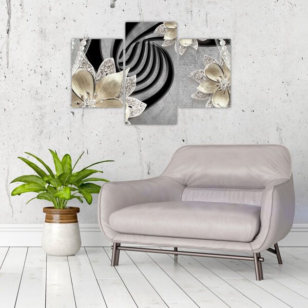Slika - 3D zlate rože (90x60 cm)