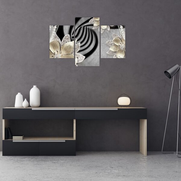 Slika - 3D zlate rože (90x60 cm)