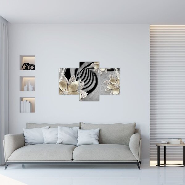 Slika - 3D zlate rože (90x60 cm)