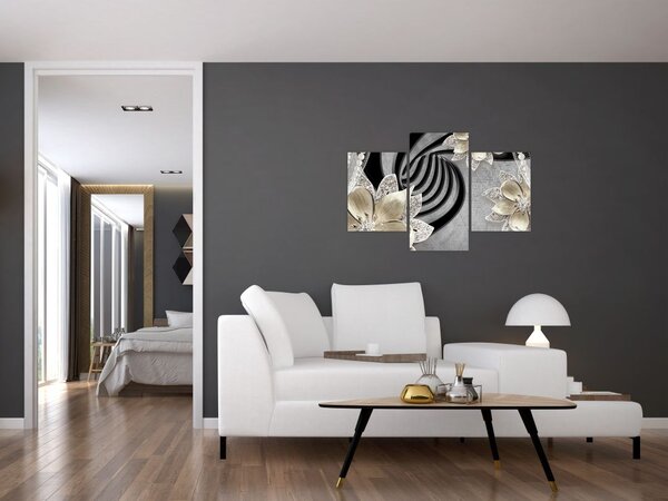 Slika - 3D zlate rože (90x60 cm)