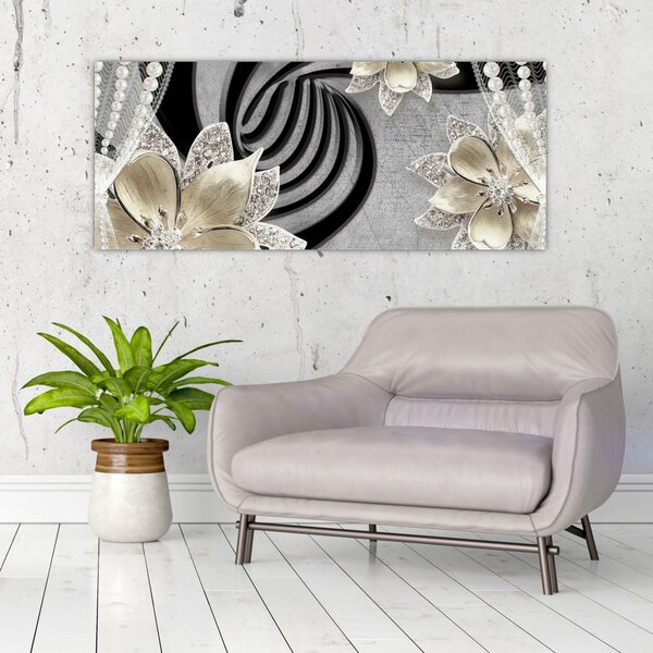Slika - 3D zlate rože (120x50 cm)