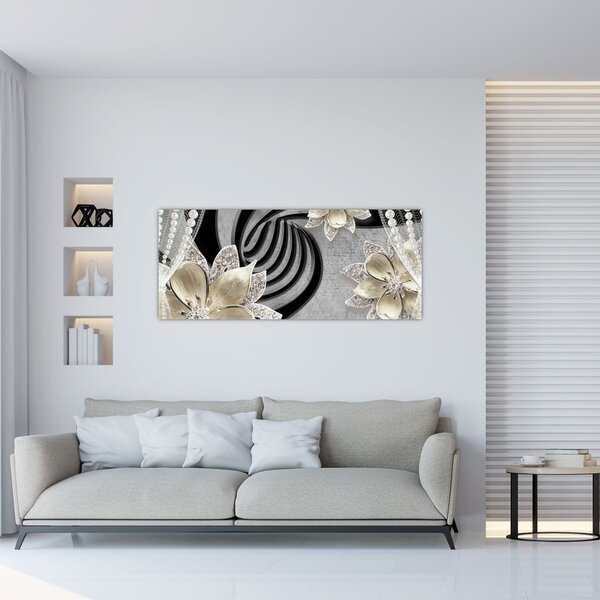 Slika - 3D zlate rože (120x50 cm)