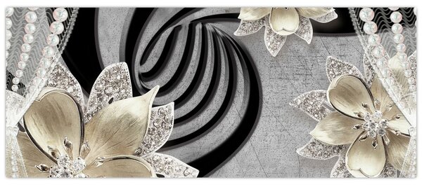 Slika - 3D zlate rože (120x50 cm)