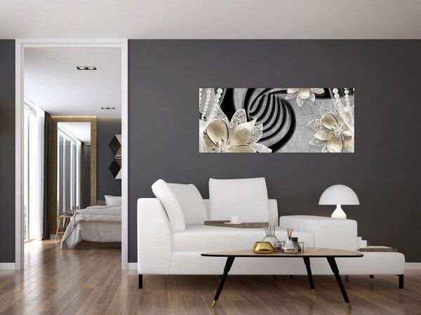 Slika - 3D zlate rože (120x50 cm)