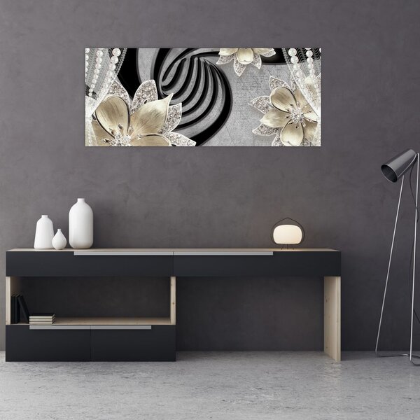 Slika - 3D zlate rože (120x50 cm)