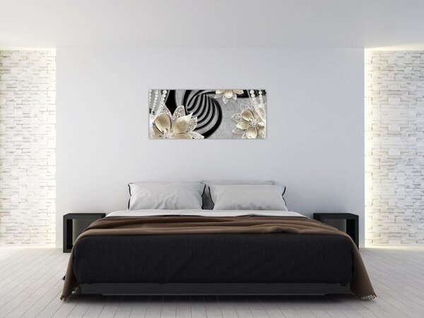 Slika - 3D zlate rože (120x50 cm)