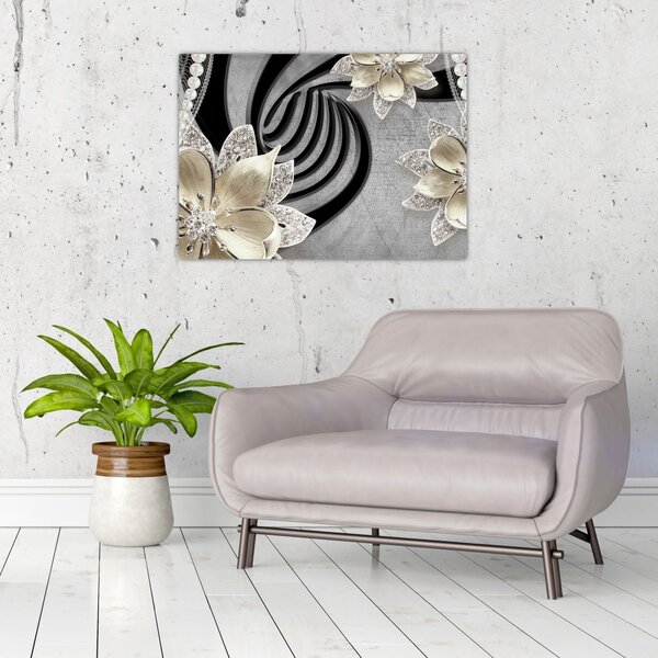 Slika - 3D zlate rože (70x50 cm)