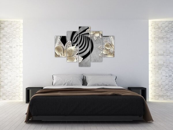 Slika - 3D zlate rože (150x105 cm)
