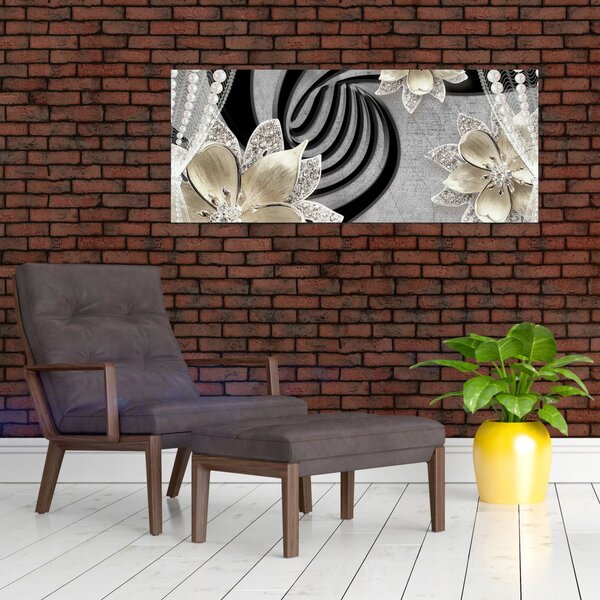 Slika - 3D zlate rože (120x50 cm)