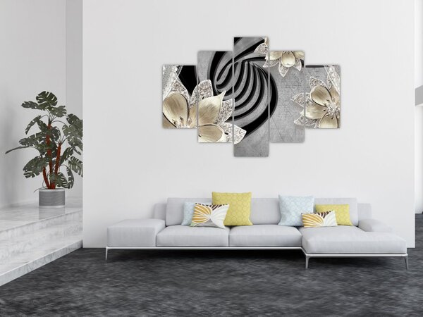 Slika - 3D zlate rože (150x105 cm)