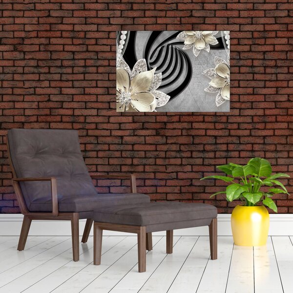 Slika - 3D zlate rože (70x50 cm)