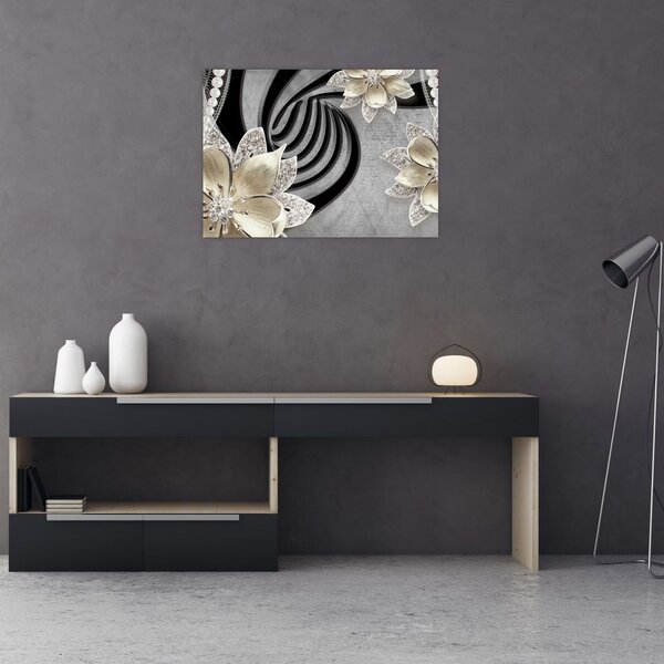 Slika - 3D zlate rože (70x50 cm)