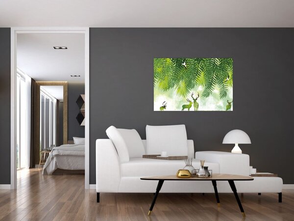 Slika - Jeleni v gozdu (90x60 cm)