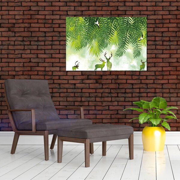 Slika - Jeleni v gozdu (90x60 cm)