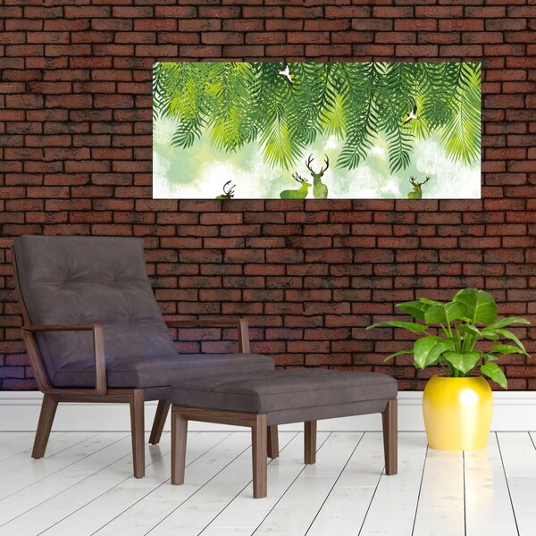 Slika - Jeleni v gozdu (120x50 cm)