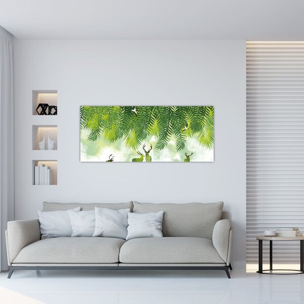 Slika - Jeleni v gozdu (120x50 cm)