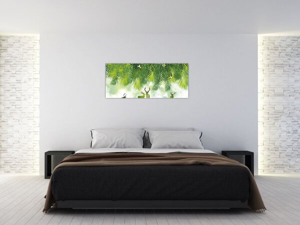 Slika - Jeleni v gozdu (120x50 cm)