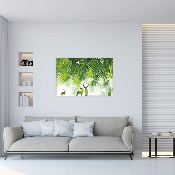 Slika - Jeleni v gozdu (90x60 cm)