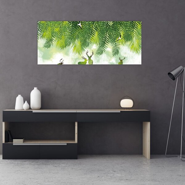 Slika - Jeleni v gozdu (120x50 cm)