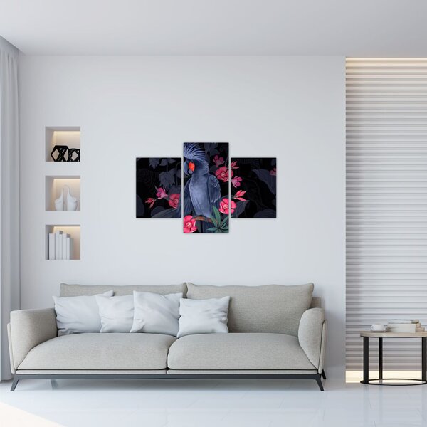 Slika - Papiga med rožami (90x60 cm)