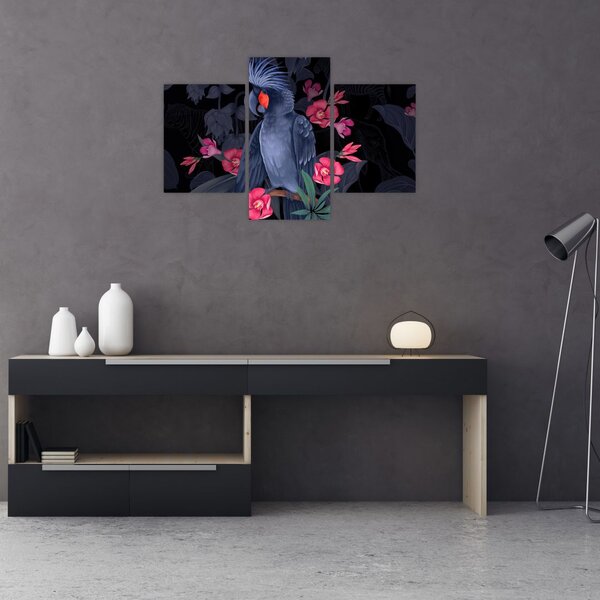 Slika - Papiga med rožami (90x60 cm)
