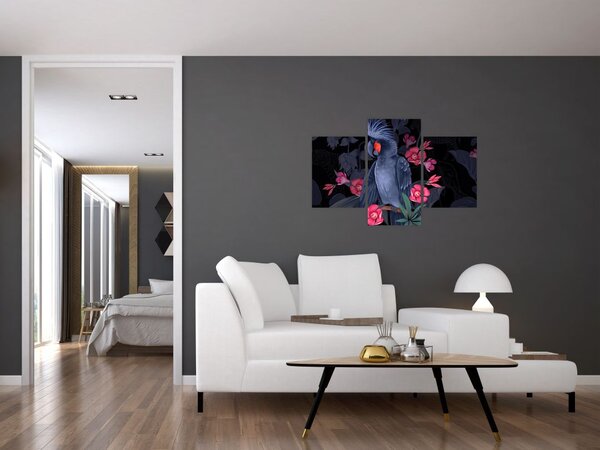 Slika - Papiga med rožami (90x60 cm)