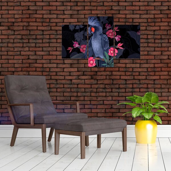 Slika - Papiga med rožami (90x60 cm)