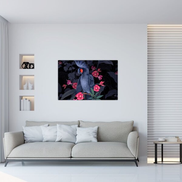 Slika - Papiga med rožami (90x60 cm)
