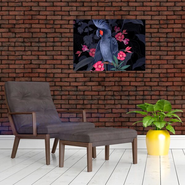 Slika - Papiga med rožami (70x50 cm)