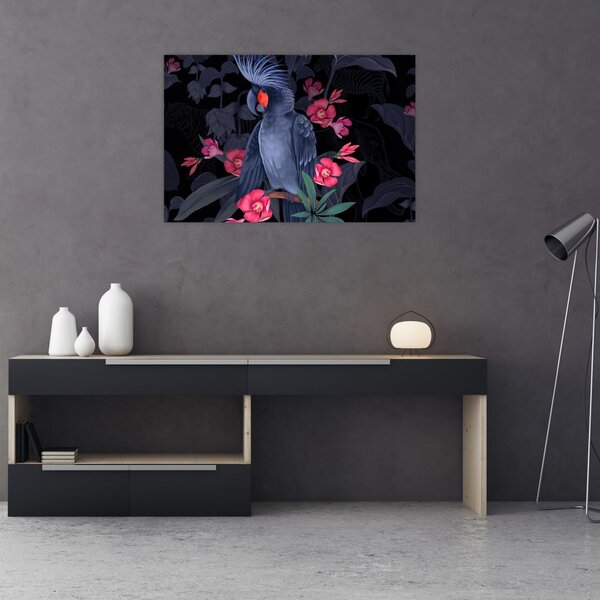 Slika - Papiga med rožami (90x60 cm)