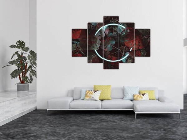 Slika - Neonski krog med palmami (150x105 cm)