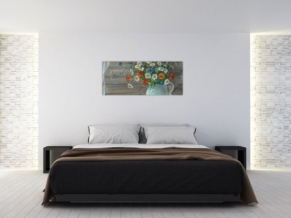 Slika - Travniške rože, oljna slika (120x50 cm)